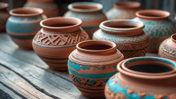 Handcrafted Pottery Decorative Clay Pots Ethnic Decor photo