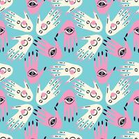 Seamless pattern with Magical mystical symbol hands with eyes vector