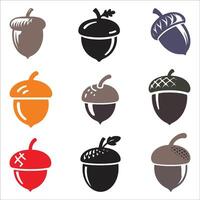 Acorn leaf icons set, simple style vector