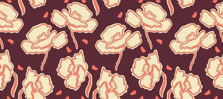 Red tropical floral botanical seamless pattern background suitable for fashion prints, graphics, backgrounds and crafts vector