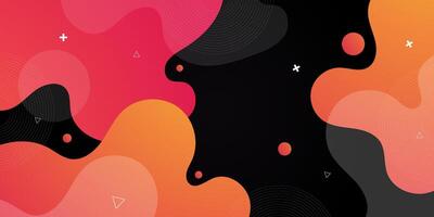 Abstract fluid banner background design. Colorful orange gradient shapes on dark background. vector