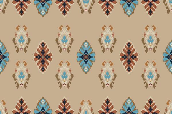Seamless grungy tribal ethnic rug motif pattern. High quality illustration. Distressed old looking native style design in faded sun burnt red and cream colors. Old artisan textile seamless pattern.