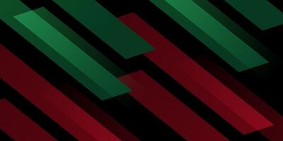 Abstract 3D background overlap green and red shapes on black background. Simple pattern on dark background. vector