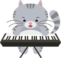 Funny cat playing the piano vector