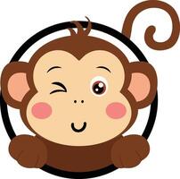 Cute curious monkey peeking out vector