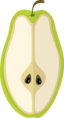 Green pear cut isolated on white