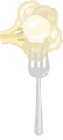 Fresh white cauliflower on fork vector