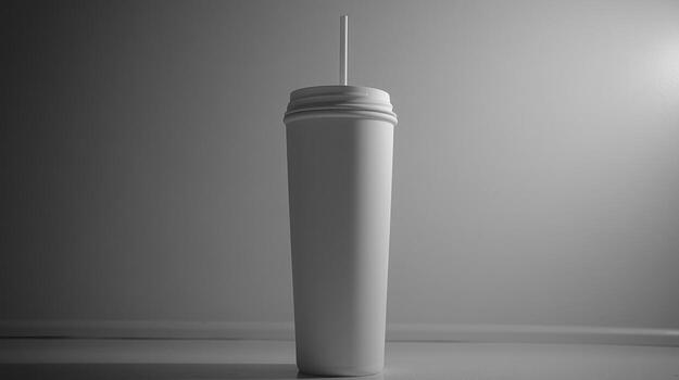 un solitario taza capturas atención en un tenuemente iluminado, minimalista ajuste foto