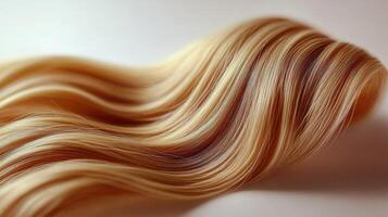 Golden locks drape elegantly, catching the light and showcasing silky smoothness and texture photo