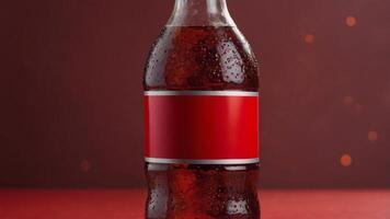 Refreshing carbonated drink bottle with a red label. Perfect for summer thirst quenchers and advertising. photo