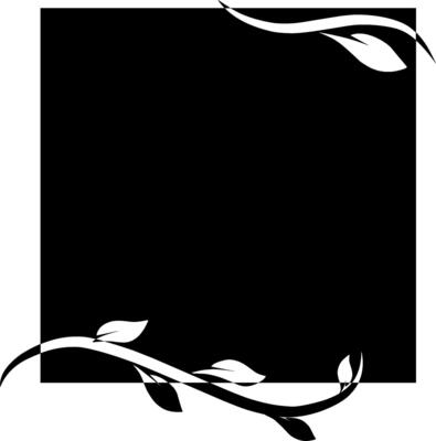Black frame with leaves branch silhouette graphic illustration