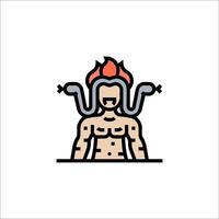 A man with a fire on his head and a fire on his chest vector