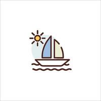 A sailboat with sun and waves on a white background vector