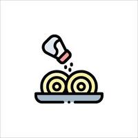 A line icon of a roll of dough being poured onto a plate vector