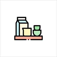 A milk carton and a bowl of cereal on a shelf vector
