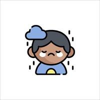 A cartoon boy with a rain cloud on his head vector