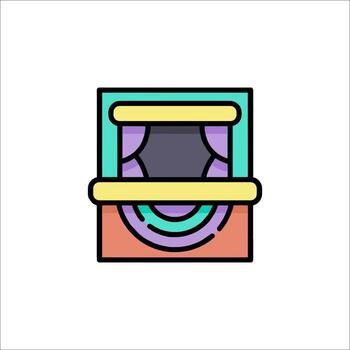 A colorful box with a window in it vector
