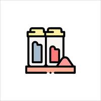 Two jars of powder and a spoon icon vector