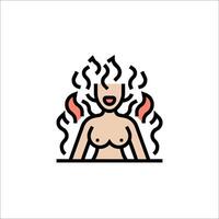 A woman with a fire coming out of her body vector