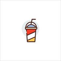 A drink in a cup with a straw vector