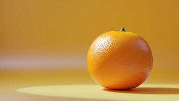 Fresh tangerine fruit on a vibrant yellow background highlighting its bright color and texture for food and nutrition themed visuals photo