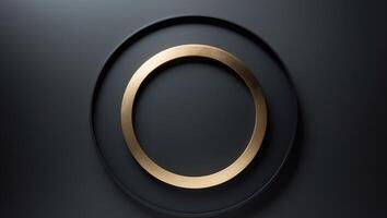 A golden circle within a black circle on a dark background photo