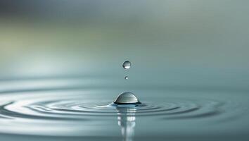A drop of water floating on top of a body of water photo