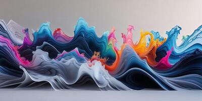Abstract colorful wavy inky acrylic background photo