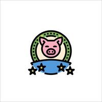 A pig logo with stars and a star on it vector