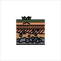 An illustration of a soil layer with rocks and plants vector