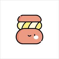 A cute little burger with a face on it vector