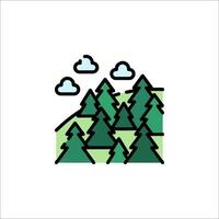 A forest icon with trees and clouds vector