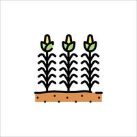 Corn field with plants and soil on a white background vector