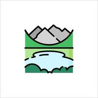 A mountain landscape with a lake and mountains vector