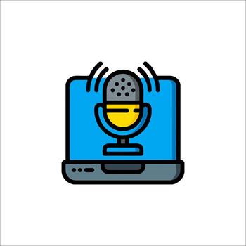 un micrófono icono en un ordenador portátil computadora vector