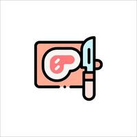 A knife and a liver icon vector