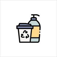 A recycling bin and a bottle of soap vector