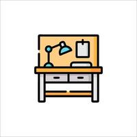 A desk with a lamp and a clipboard vector