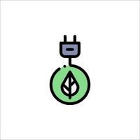 A green leaf and plug icon vector
