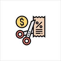 Scissors and paper with a dollar sign vector