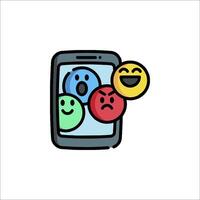 A phone with emoticions on it vector