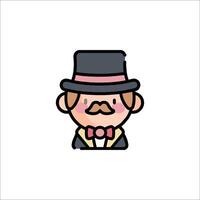 A cartoon man with a top hat and mustache vector