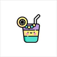 A colorful drink with a lemon slice and a straw vector