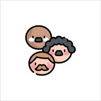 Three people with different faces and mustaches vector
