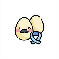 An egg with a mustache and blue ribbon vector