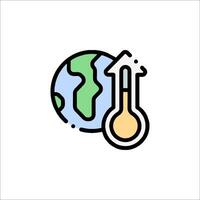 The earth is shown with a thermometer and an arrow pointing up vector
