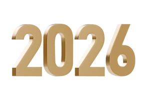 3D golden numbers 2026. Elegant and modern decorative element for celebration of the New Year. The golden hue perfect for greeting cards, advertisement. illustration on white background vector