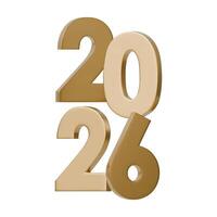 A composition with 3D elegant and modern gold numbers 2026. The golden hue perfect for New Year greeting cards, advertisements, or event decorations. illustration isolated on white background vector