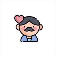 A man with a mustache and a heart on his head vector