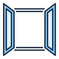 Wide Opened Glass Window blue icon or symbol vector
